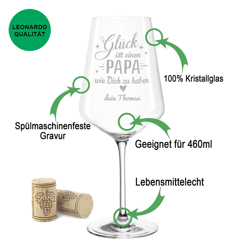Leonardo Weinglas mit Gravur "Glück ist einen Papa wie Dich zu haben"