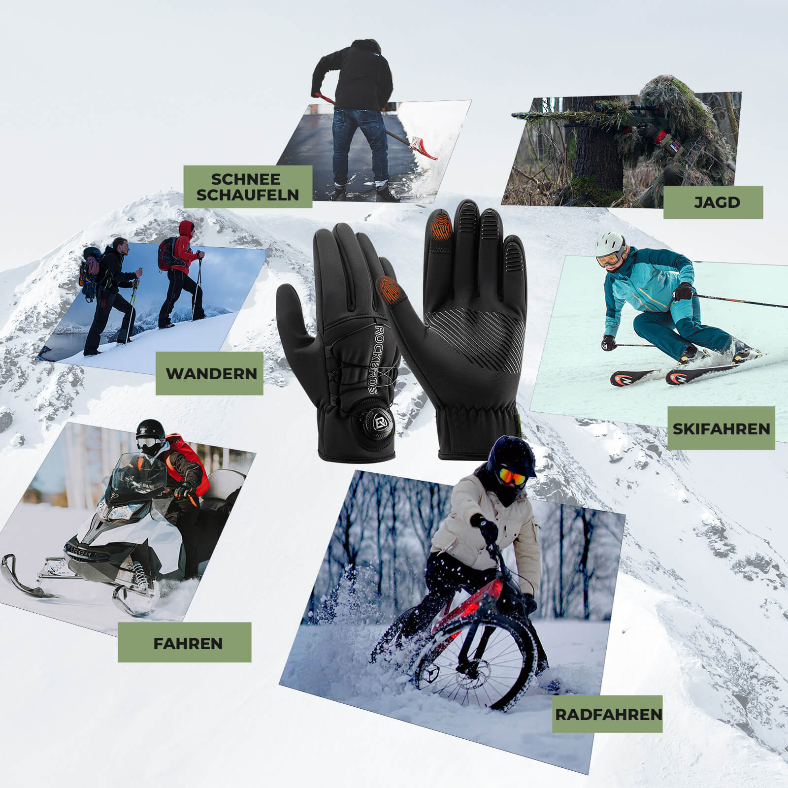 Winter Fahrradhandschuhe Touchscreen - Thermogefüttert & Reflex