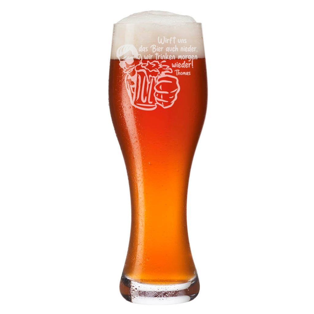 Leonardo Weizenglas "Wirft uns das Bier auch nieder" mit Namen
