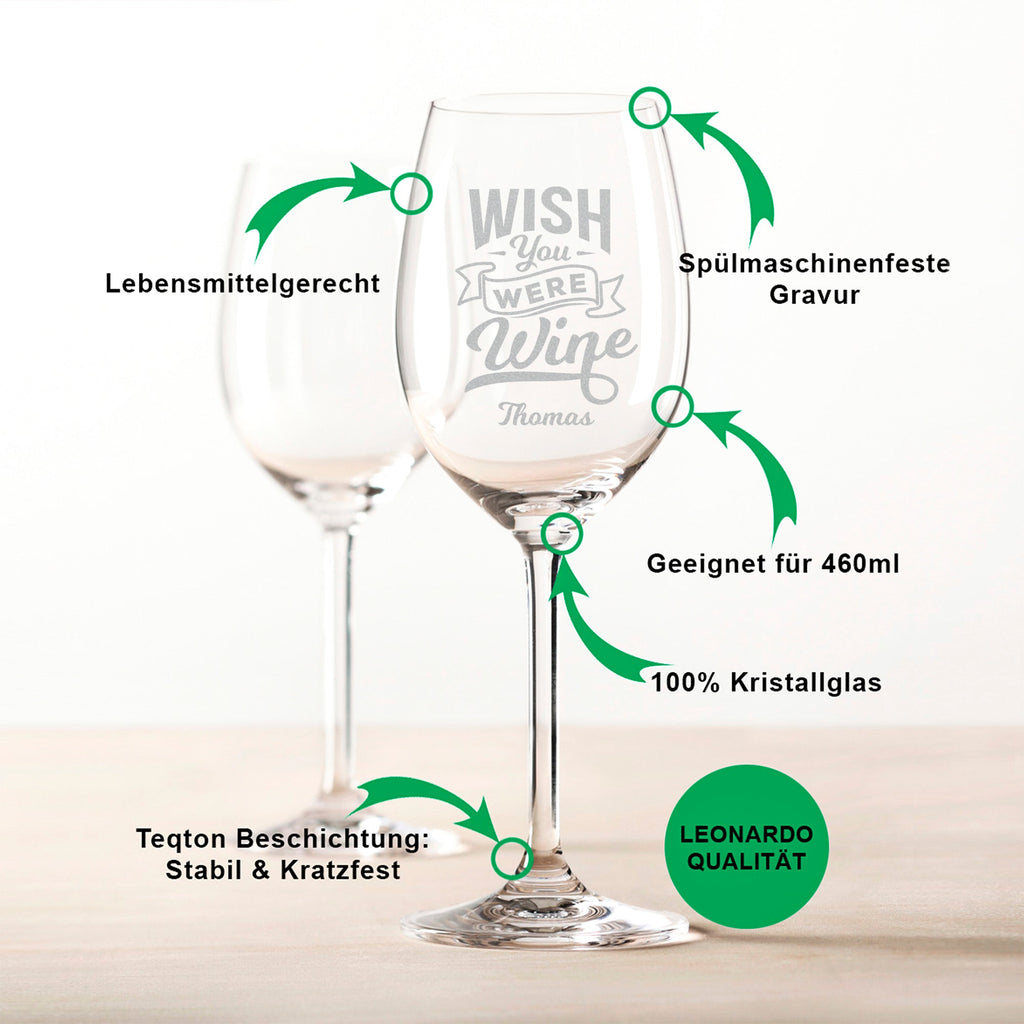 Leonardo Weinglas mit Gravur "Wish you were Wine"