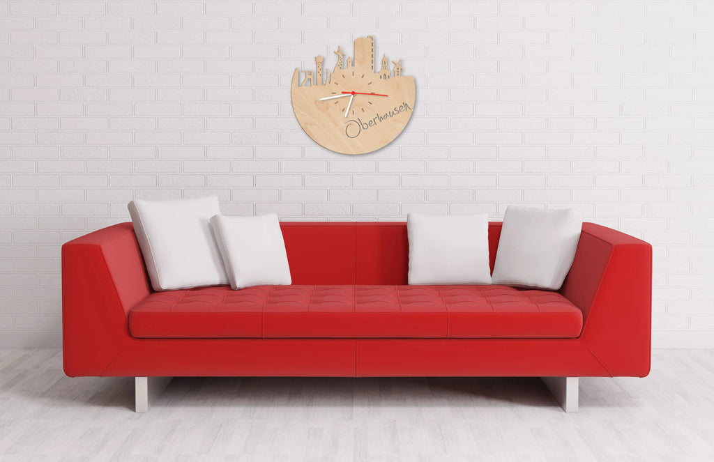 Wanduhr aus Holz Skyline Oberhausen