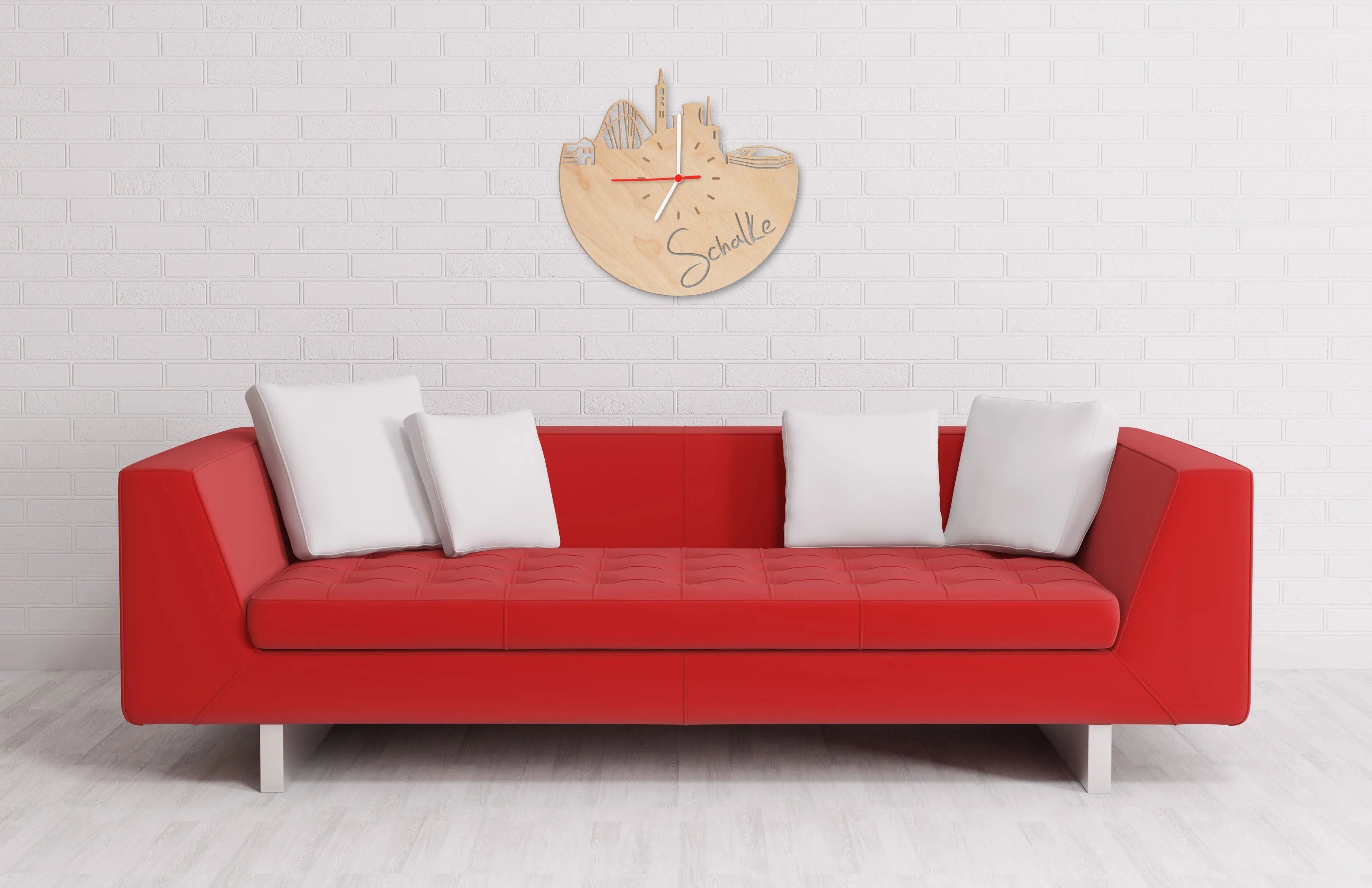 Wanduhr aus Holz Skyline Schalke