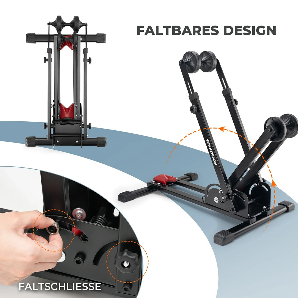 Fahrrad-Klappständer mit Doppelstreben aus Karbonstahl