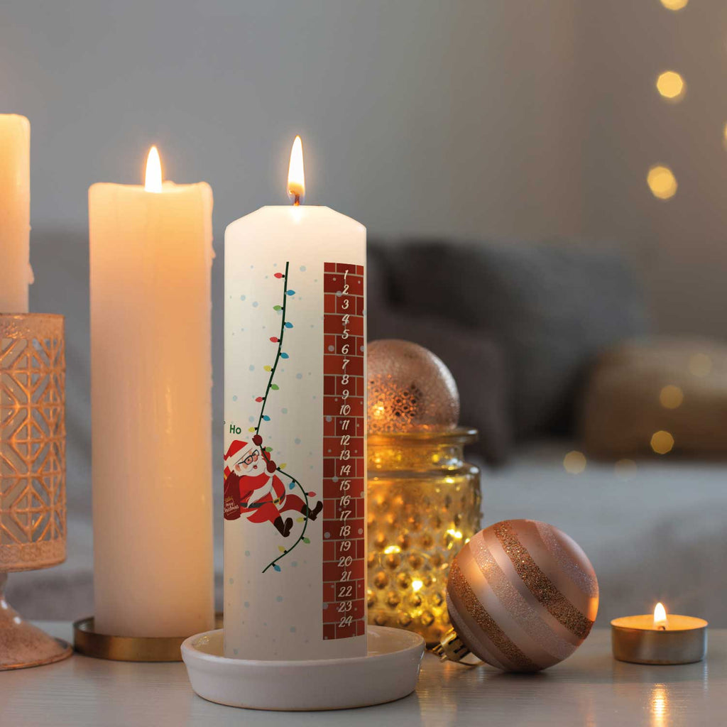 Große Kerze "Countdown" mit Namen & Wunschtext zu Weihnachten