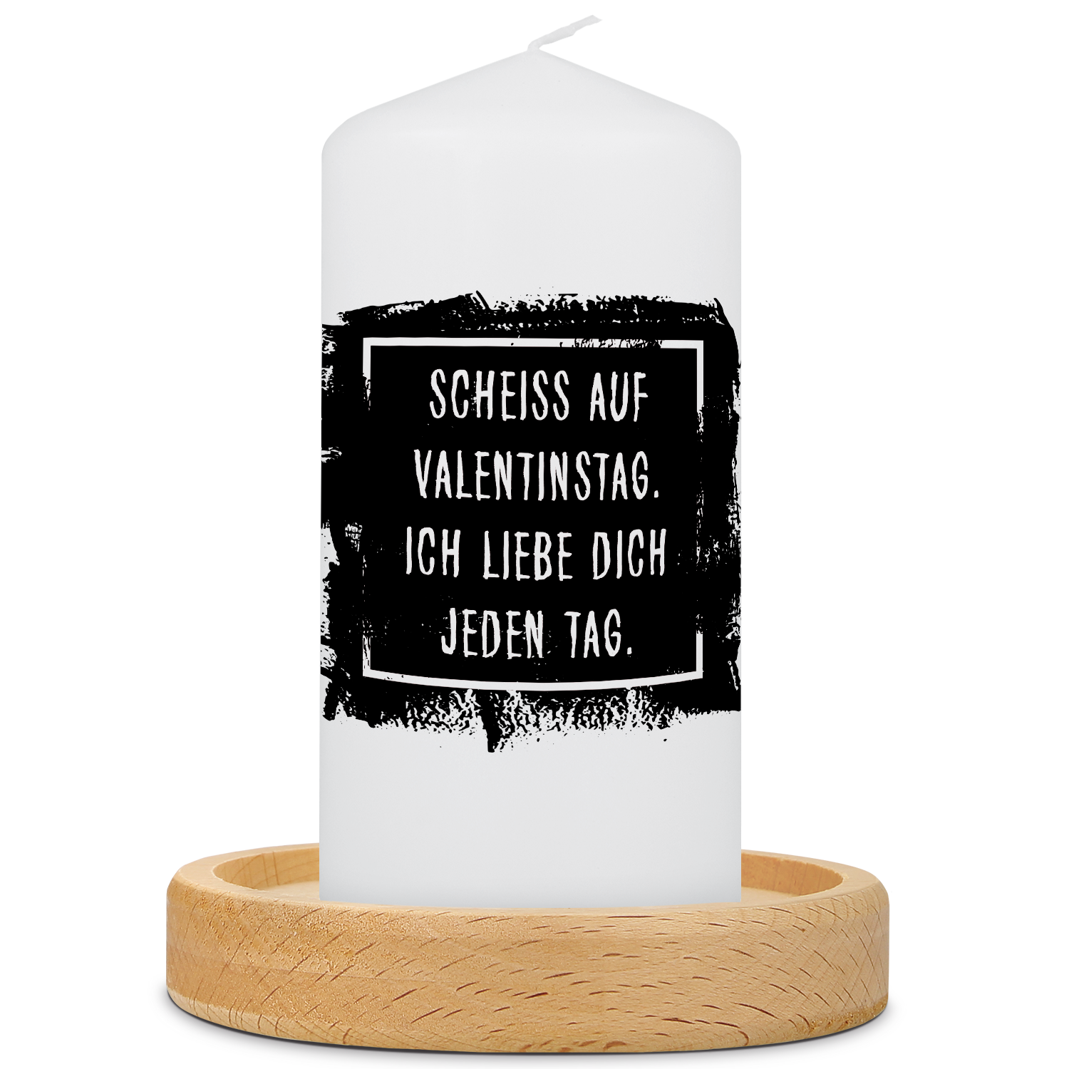Kleine Kerze mit Spruch "Scheiß auf Valentinstag"