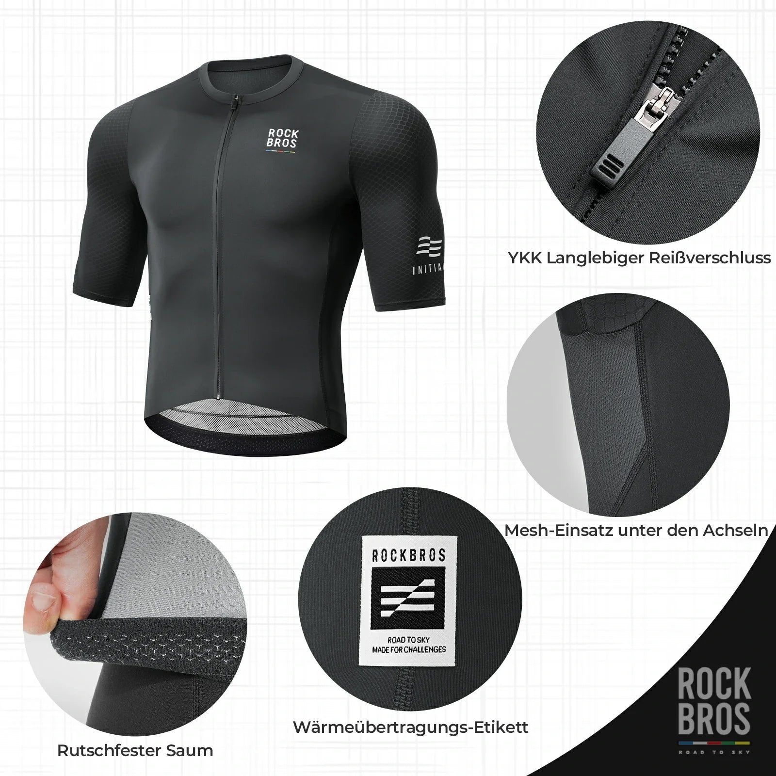 ROAD TO SKY Herren Radtrikot Kurzarm mit Taschen