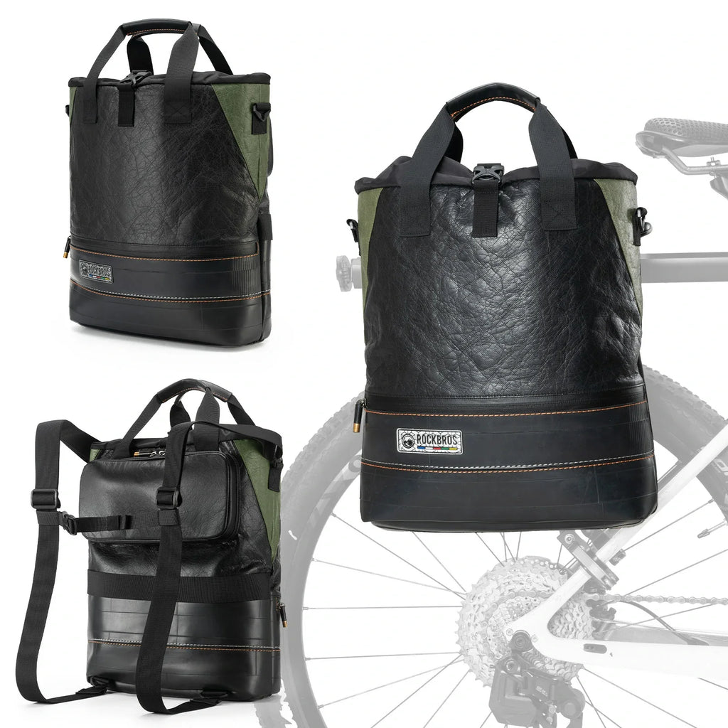 ROAD TO SKY Nachhaltige Fahrrad-Gepäckträgertasche aus recycelten Reifen 12L