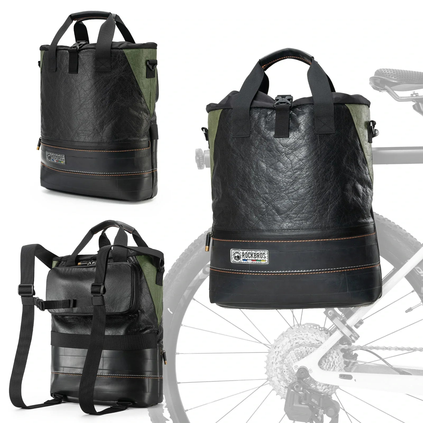 ROAD TO SKY Nachhaltige Fahrrad-Gepäckträgertasche aus recycelten Reifen 12L