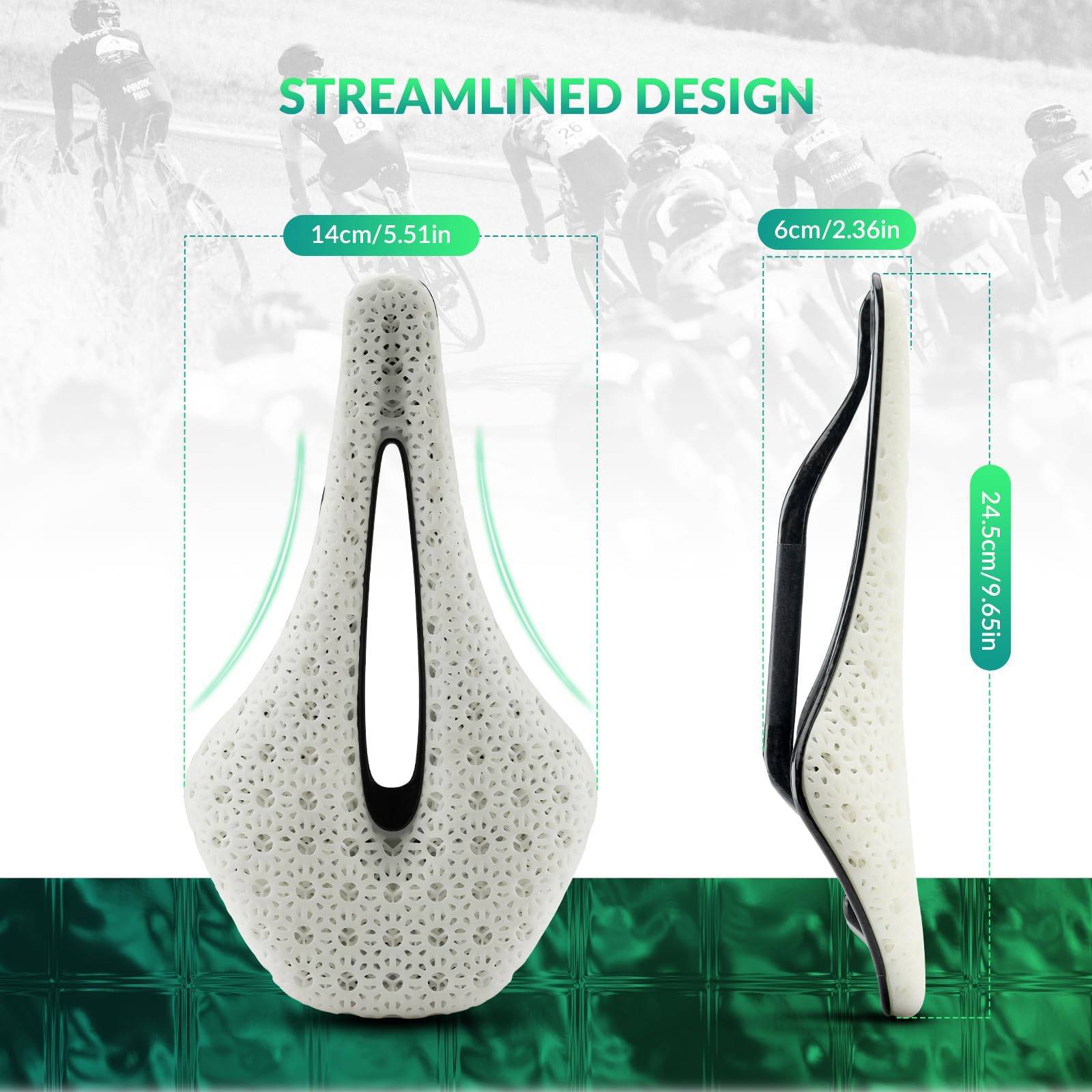ROCKBROS 3D Druck Carbon Rennradsattel Ultraleicht Stoßdämpfender Ergonomischer