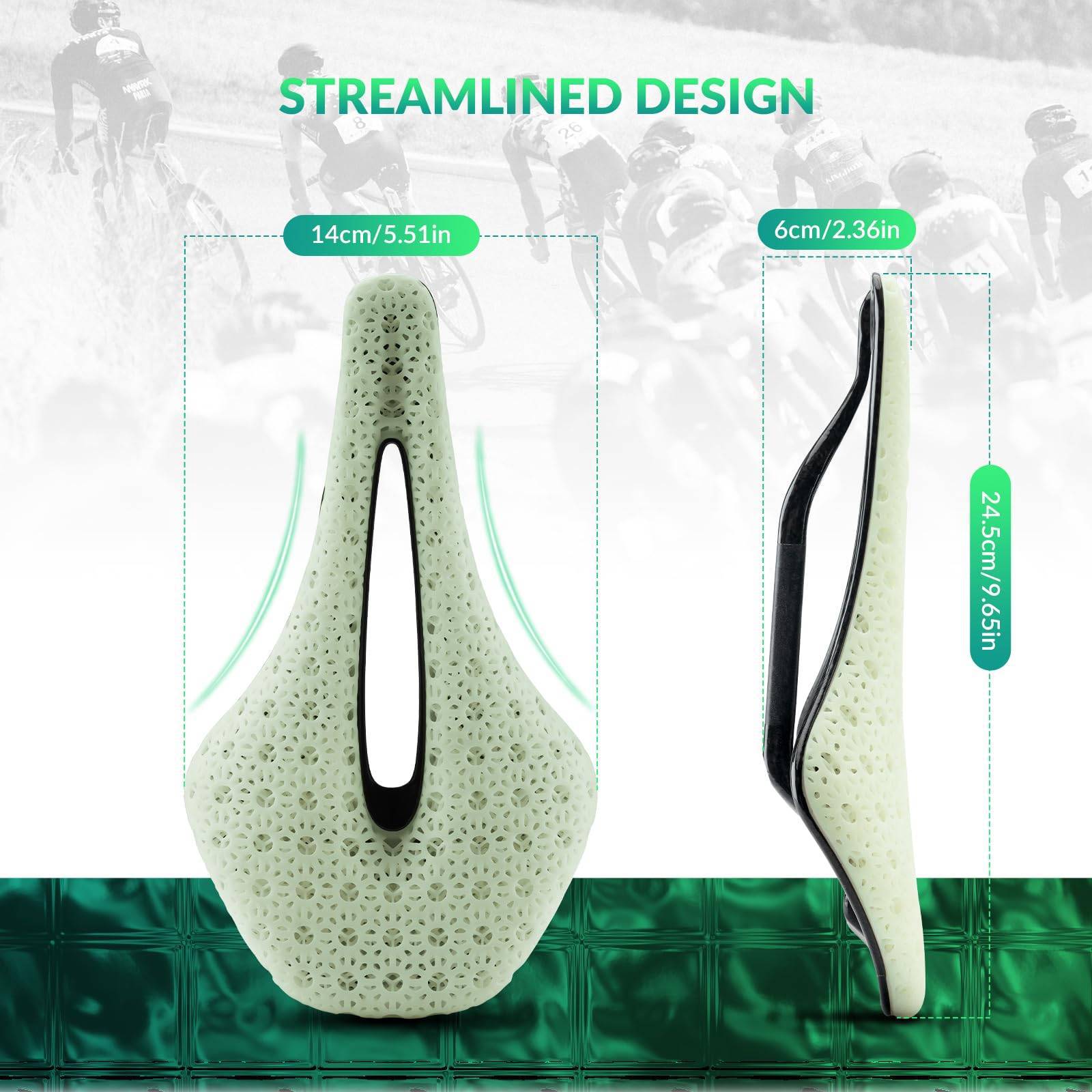 ROCKBROS 3D Druck Carbon Rennradsattel Ultraleicht Stoßdämpfender Ergonomischer