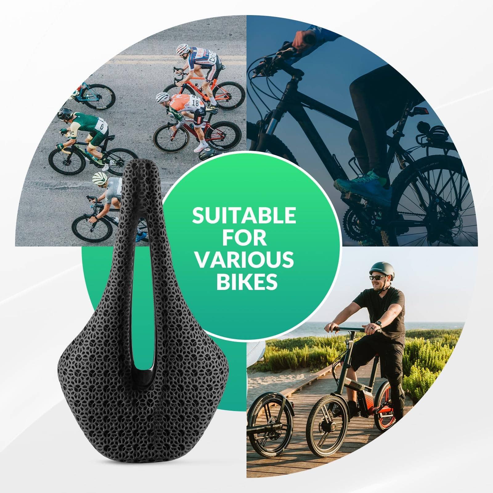 ROCKBROS 3D Druck Carbon Rennradsattel Ultraleicht Stoßdämpfender Ergonomischer