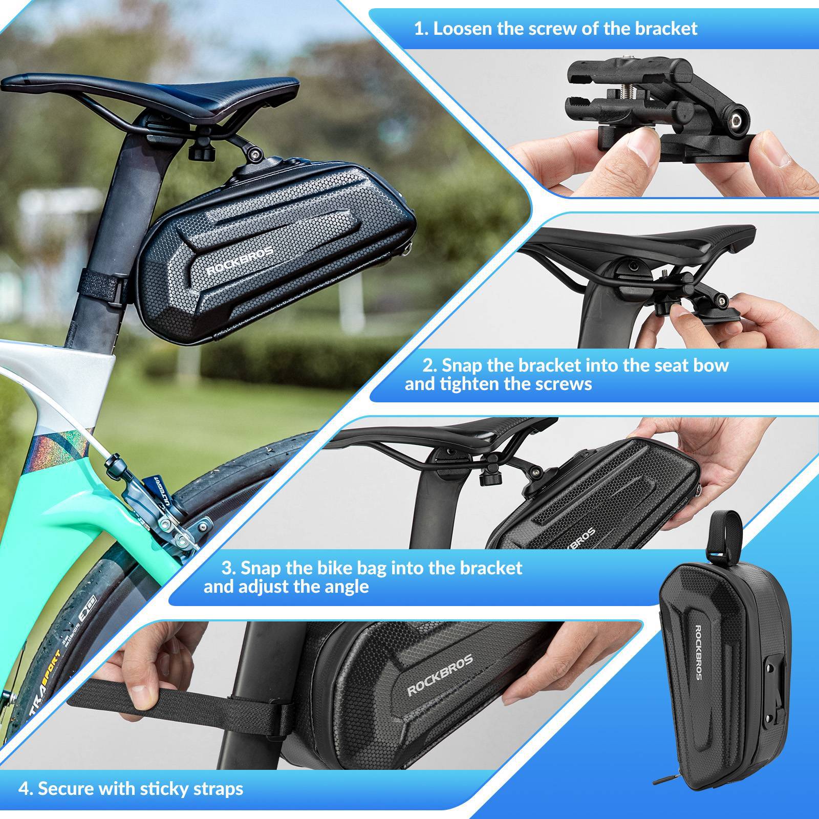 ROCKBROS 3D Hard Shell Fahrrad Satteltasche mit Schnellverschluss 1,8L