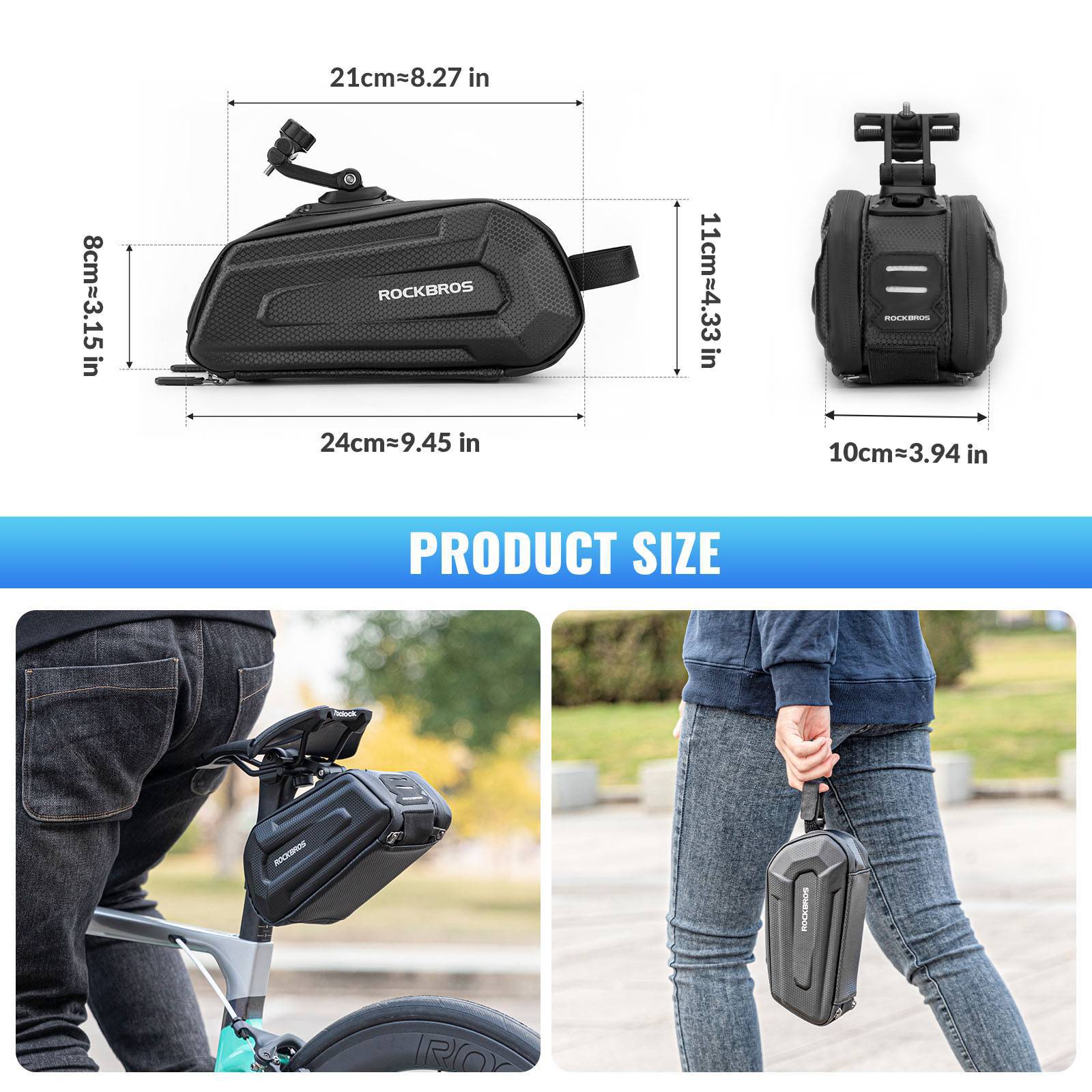 ROCKBROS 3D Hard Shell Fahrrad Satteltasche mit Schnellverschluss 1,8L