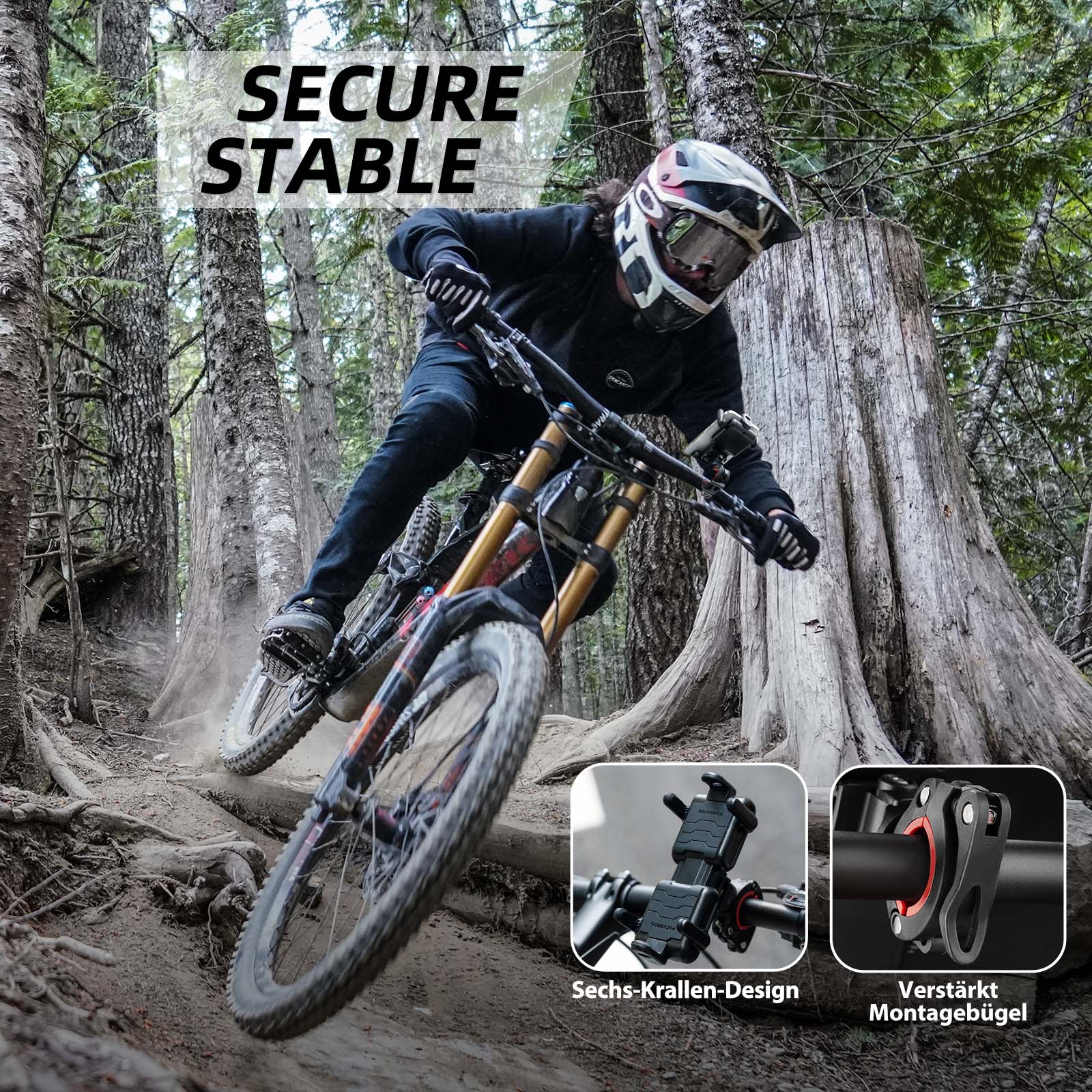 ROCKBROS Fahrrad Handyhalterung 360°Drehbar Motorrad Halterung