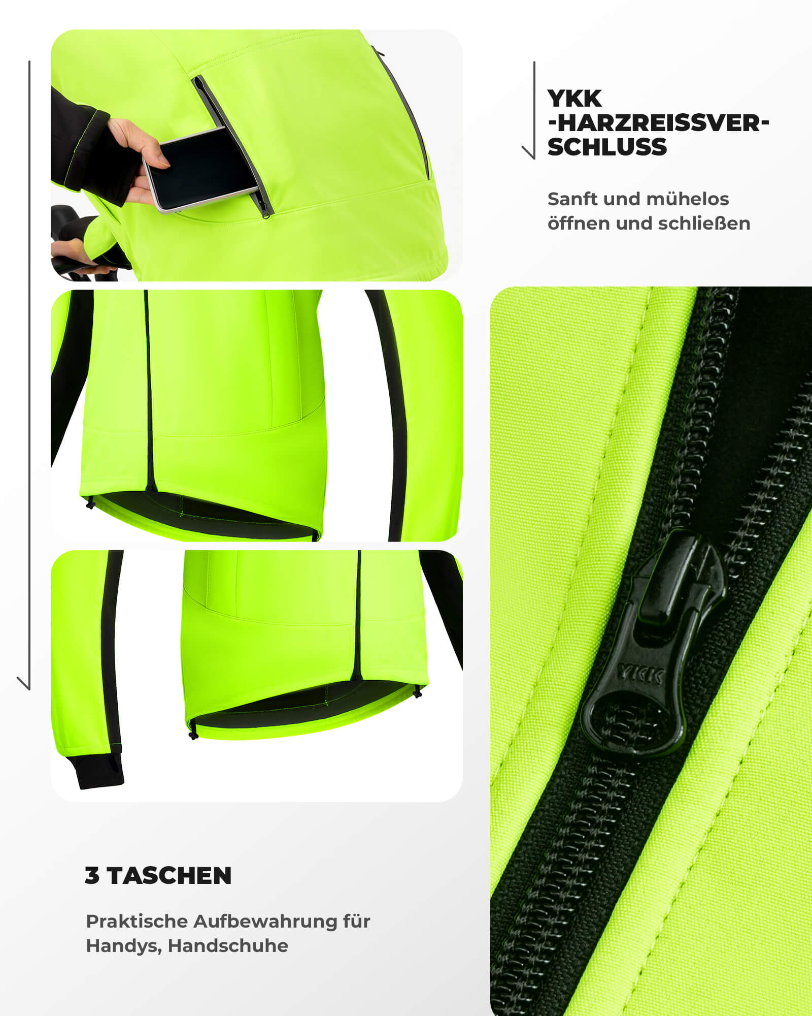 ROCKBROS Fahrrad Jacke & Hose Winter Fahrradanzug Leuchtendes Grün
