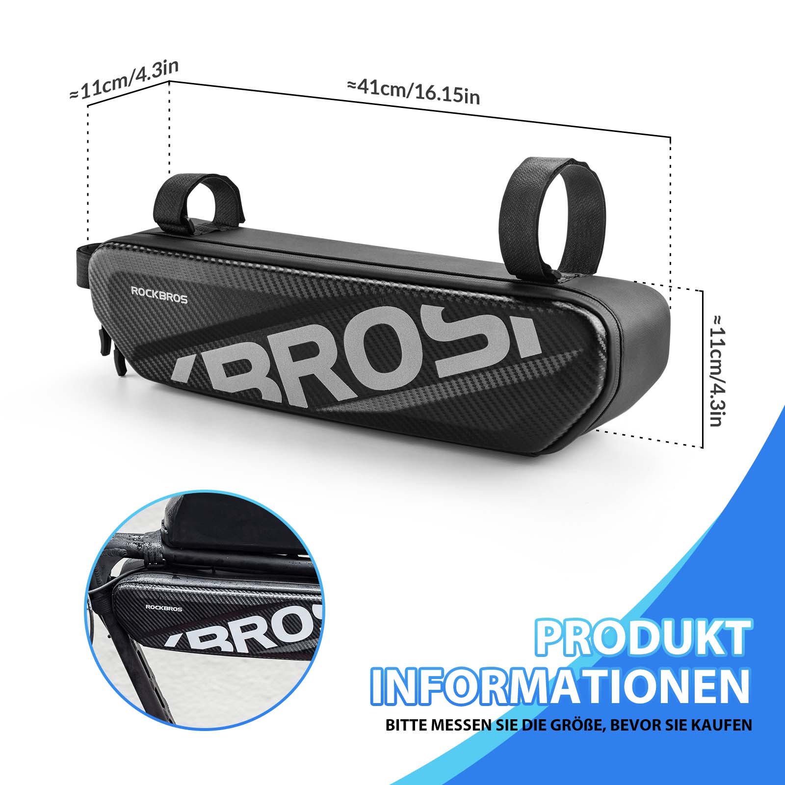 ROCKBROS Fahrrad Rahmentasche Wasserdicht Oberrohr Tasche 4.5L Schwarz