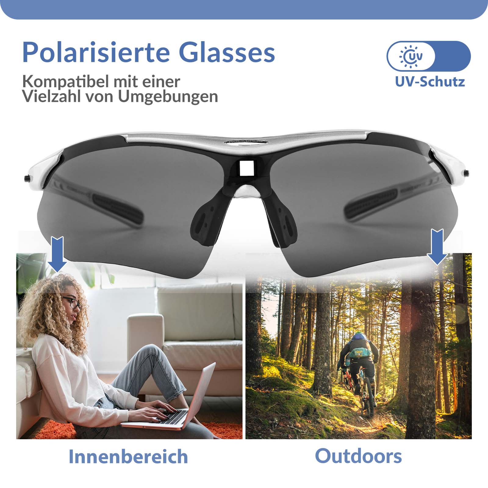 Polarisierte Fahrrad-Sonnenbrille mit UV400-Schutz