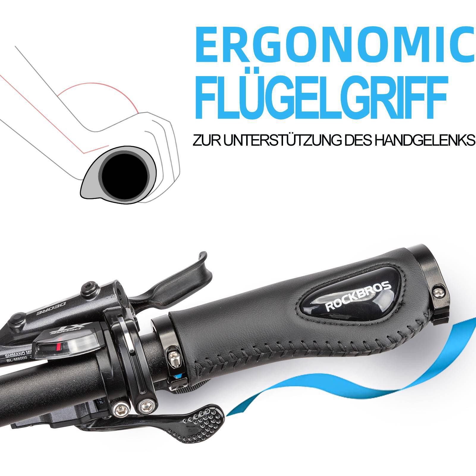 ROCKBROS Fahrradgriffe Ledergriffe für Lenker mit 22,2 mm Durchmesser