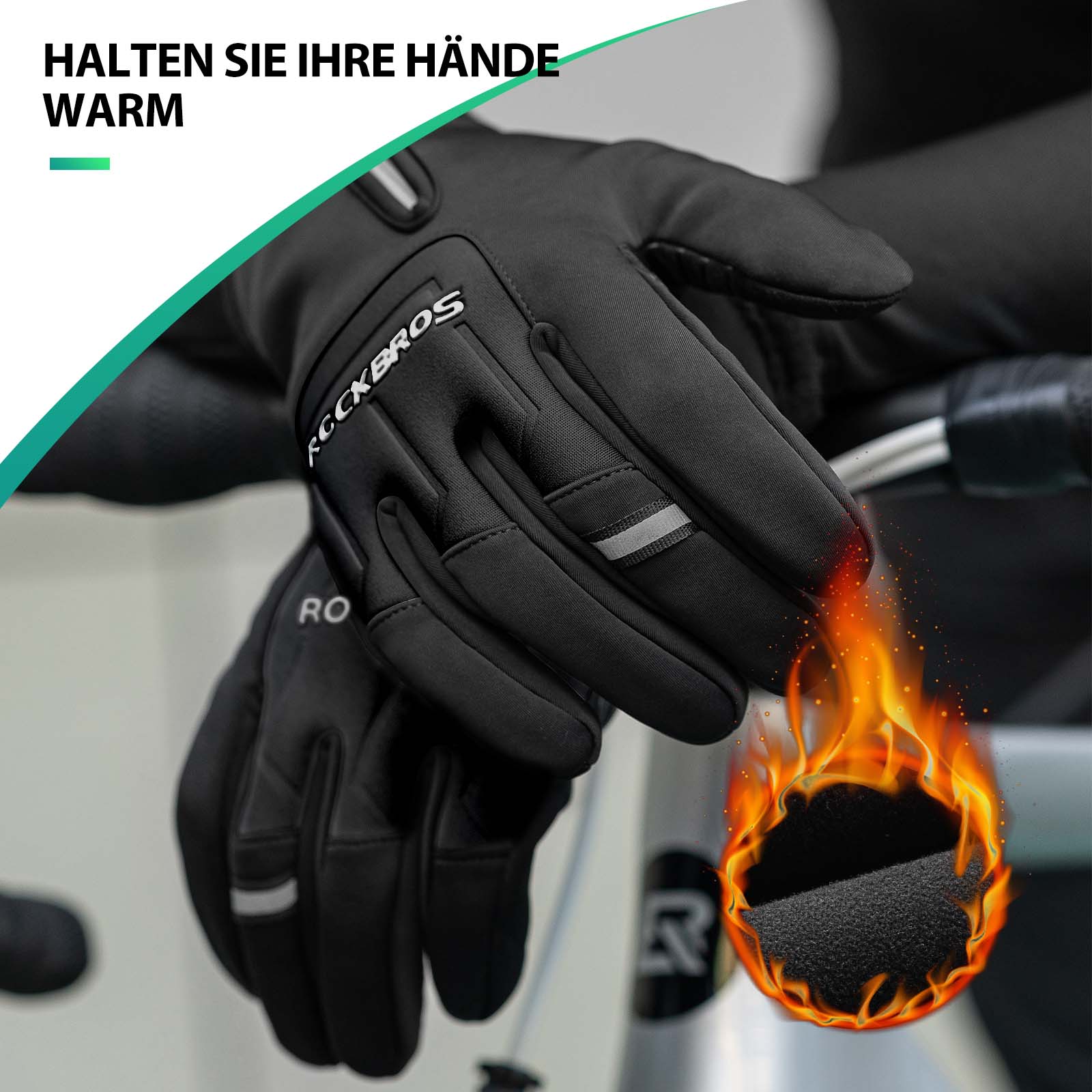 ROCKBROS Fahrradhandschuhe Touchscreen Warme Winterhandschuhe S-XL