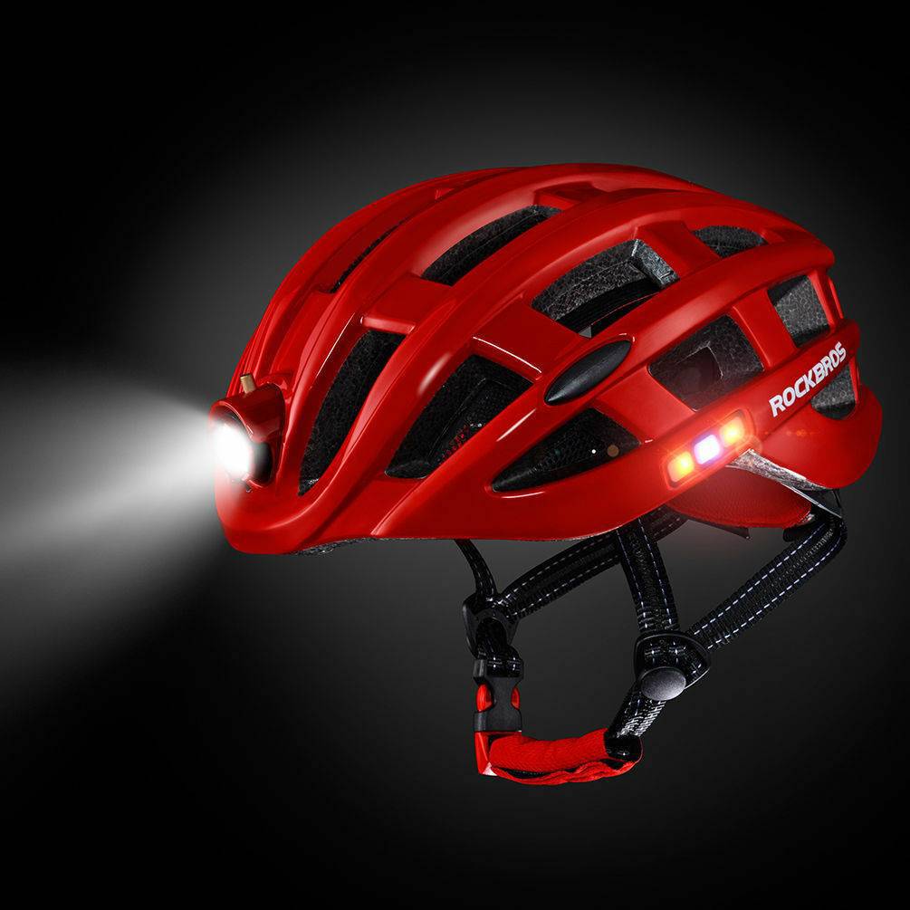 ROCKBROS Fahrradhelm mit Scheinwerfer und Sicherheitswarnleuchte