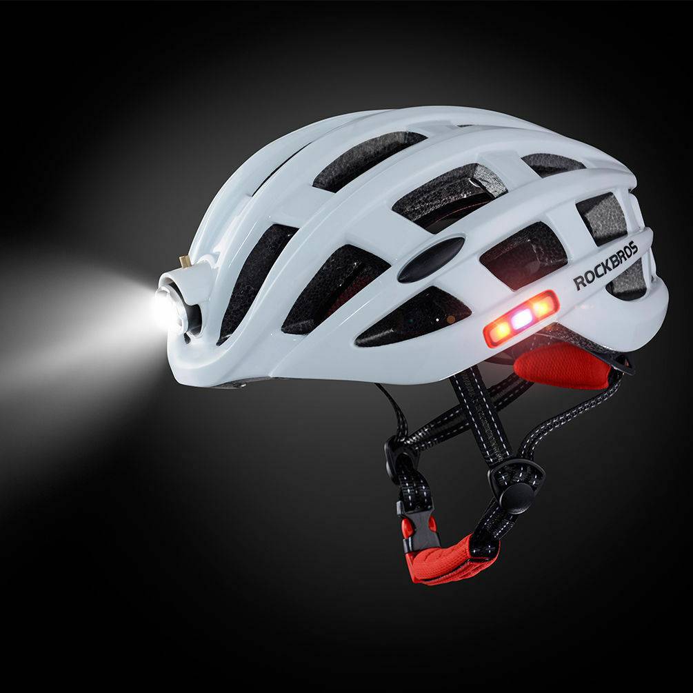 ROCKBROS Fahrradhelm mit Scheinwerfer und Sicherheitswarnleuchte