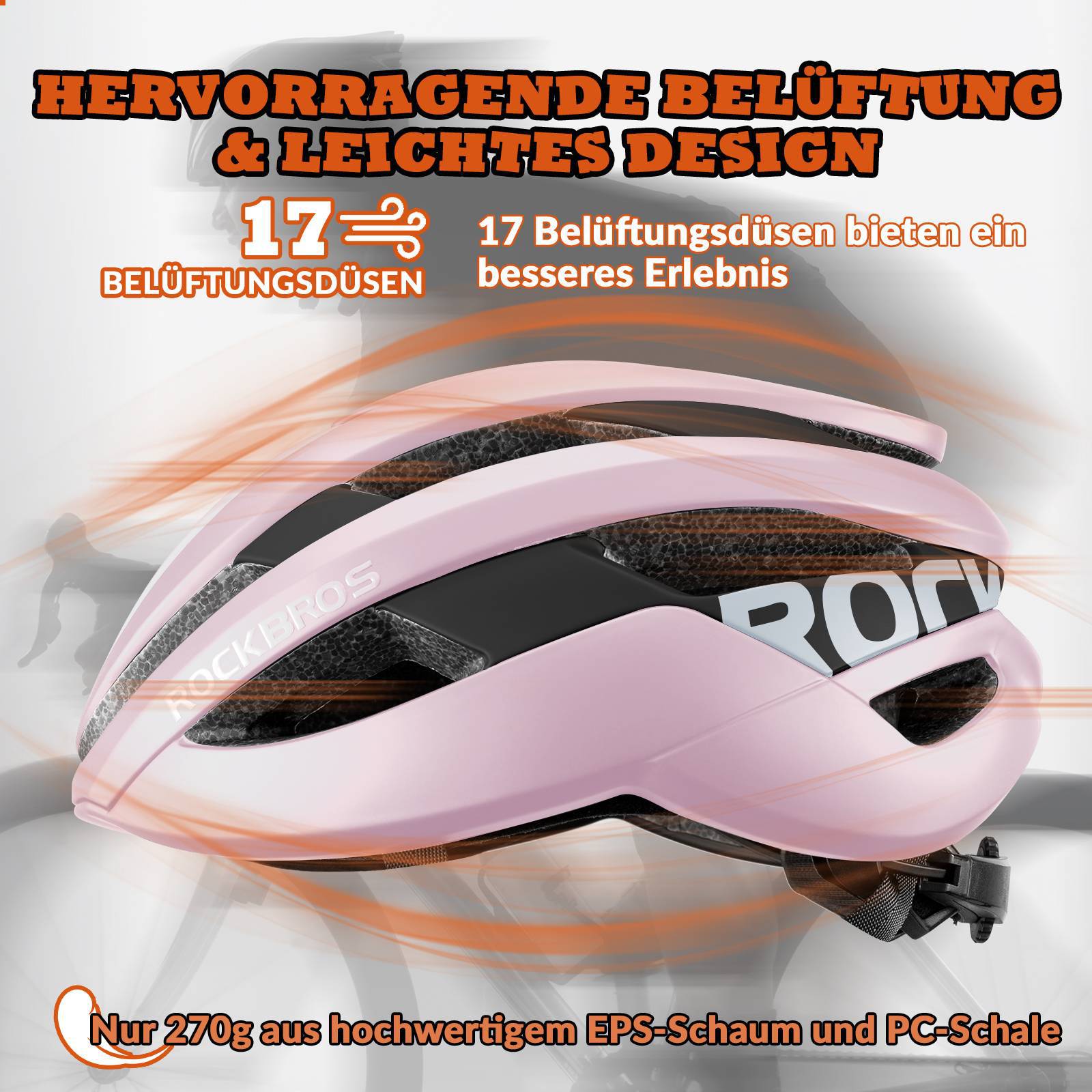 ROCKBROS Fahrradhelm Sport Mountainbike Schutzhelm Atmungsaktiv 54-58cm