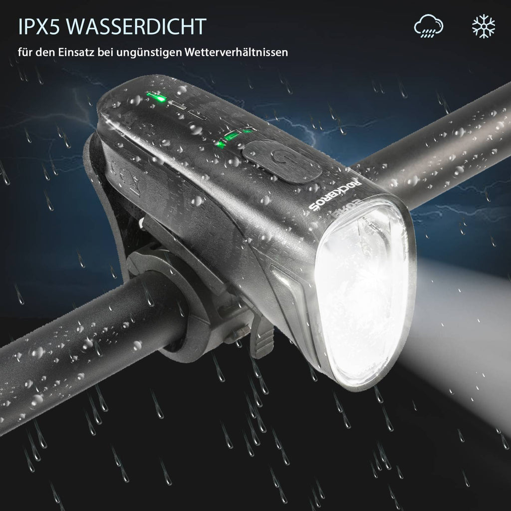 ROCKBROS Fahrradlicht Set USB Aufladbar Fahrrad Frontlicht & Rücklicht