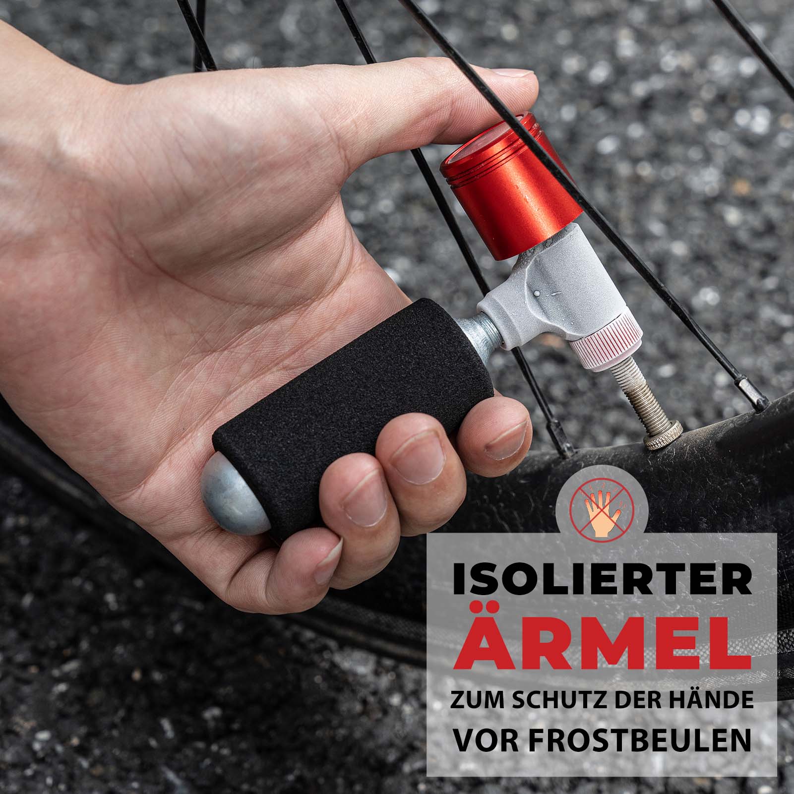 ROCKBROS Fahrradpumpe CO2 Kartuschenpumpe Minipumpe mit Druckdosierventil