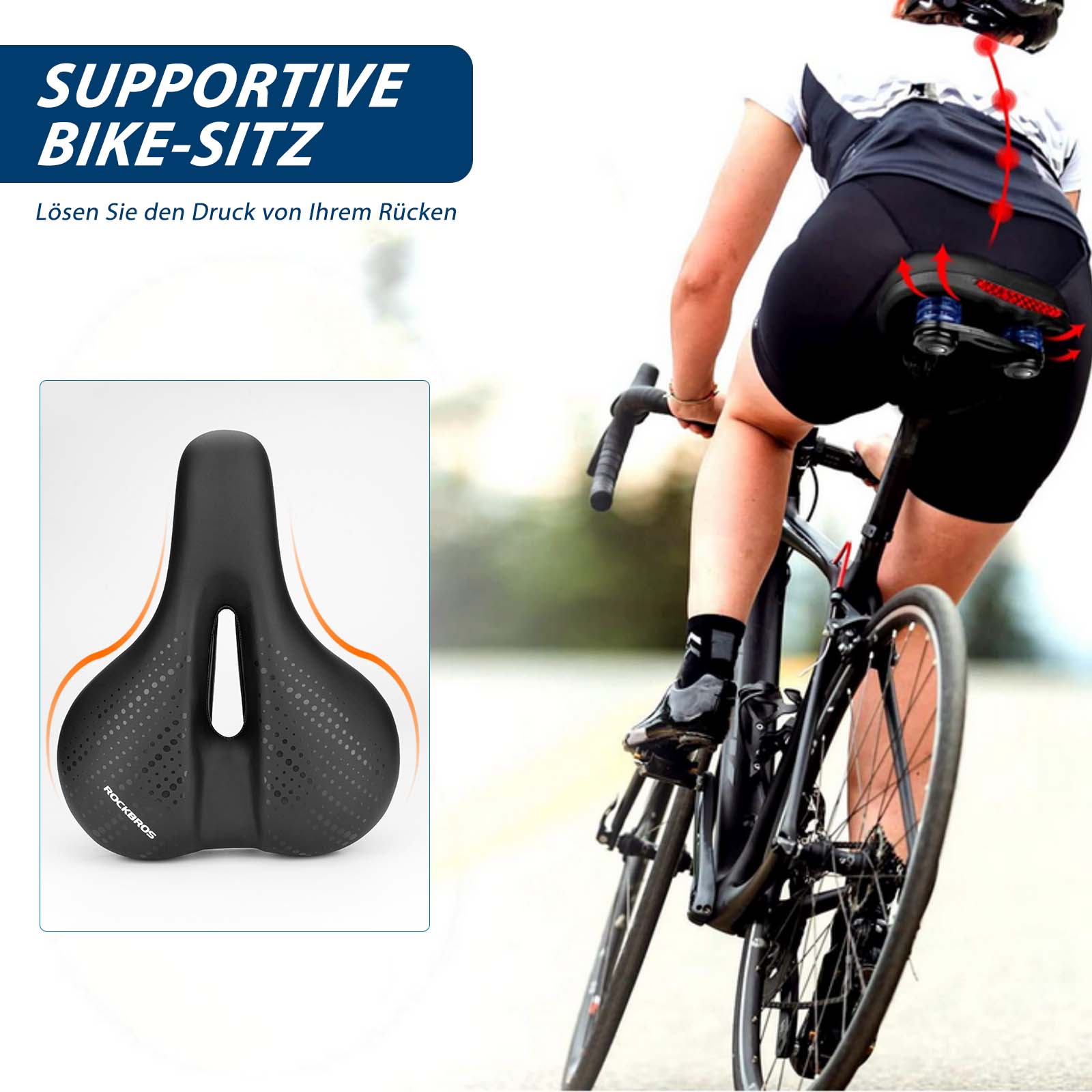 ROCKBROS Fahrradsattel aus Atmungsaktiv hohler Memory Foam