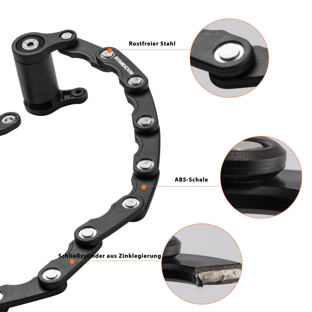 ROCKBROS Fahrradschloss Faltschloss 70 cm Lang Schwarz