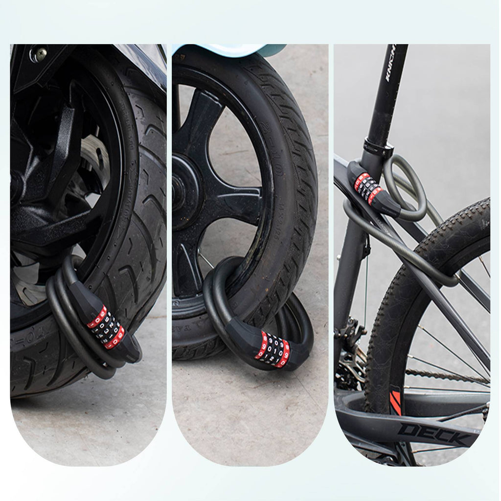 ROCKBROS Fahrradschloss mit 5-stelligem Zahlencode aus PVC und Stahl