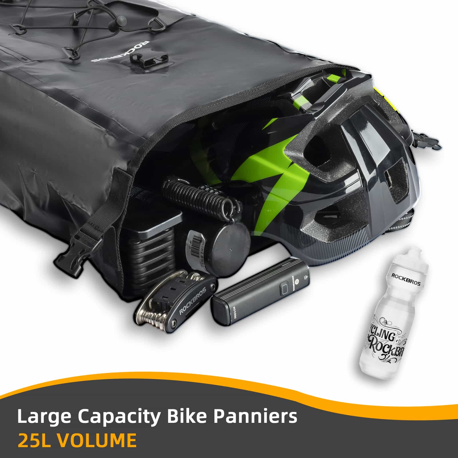 ROCKBROS Gepäckträgertasche 25L-32L 100 % wasserdicht mit Tragegriff