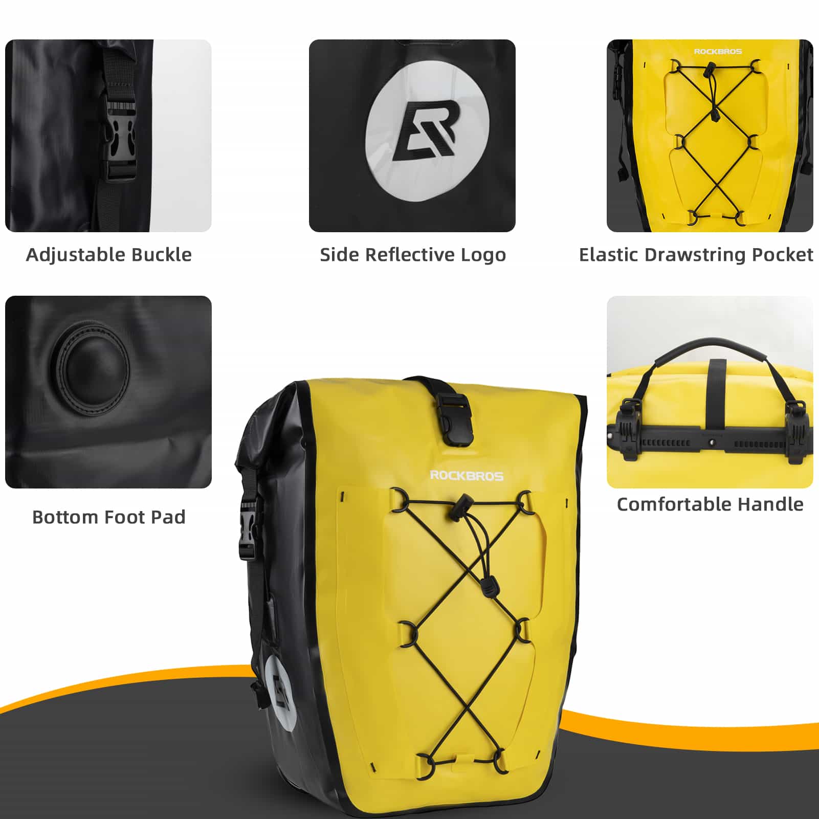 ROCKBROS Gepäckträgertasche 25L-32L 100 % wasserdicht mit Tragegriff