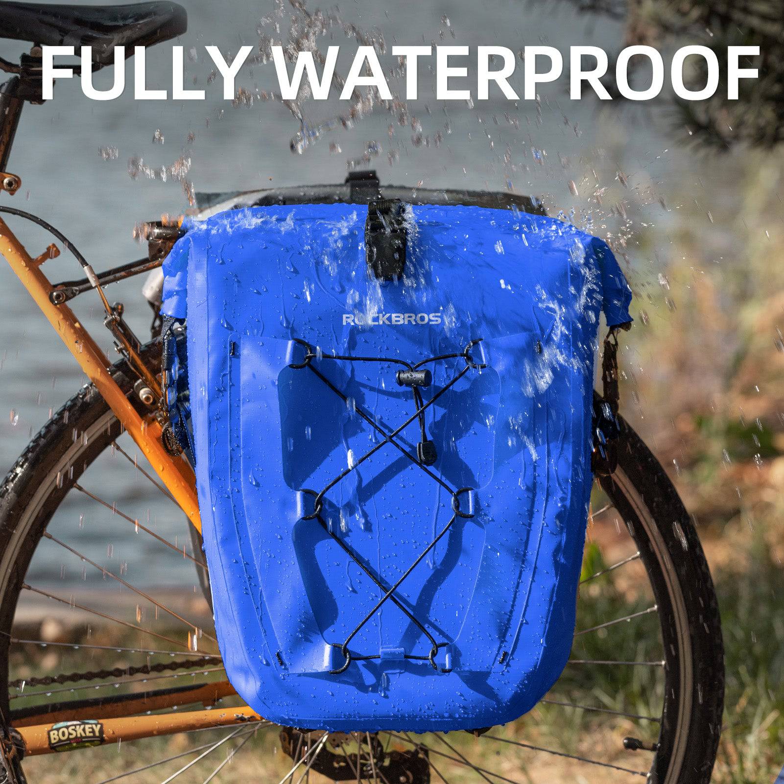 ROCKBROS Gepäckträgertasche 25L-32L 100 % wasserdicht mit Tragegriff