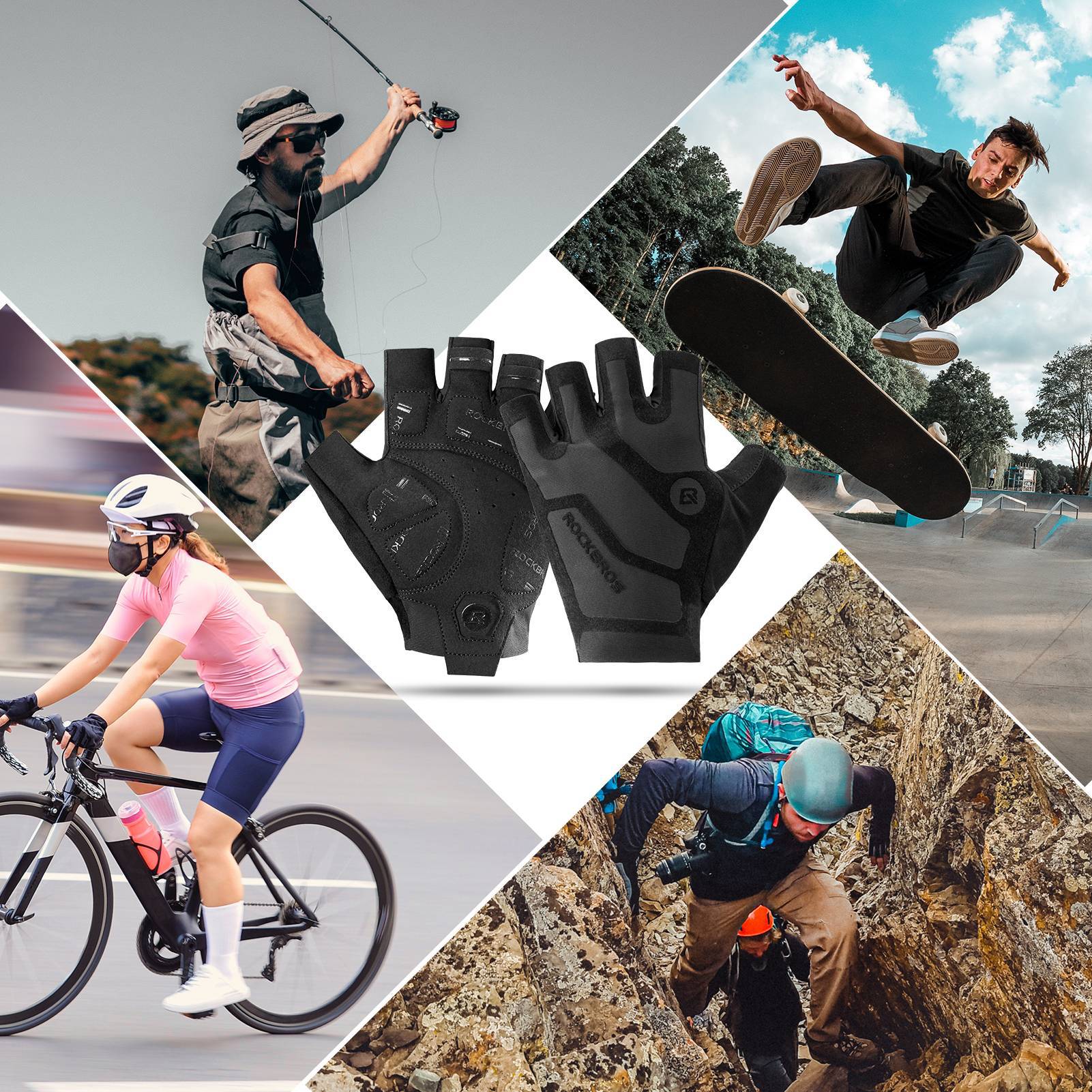 ROCKBROS Halbfinger-Radhandschuhe stoßdämpfend und rutschfest Unisex