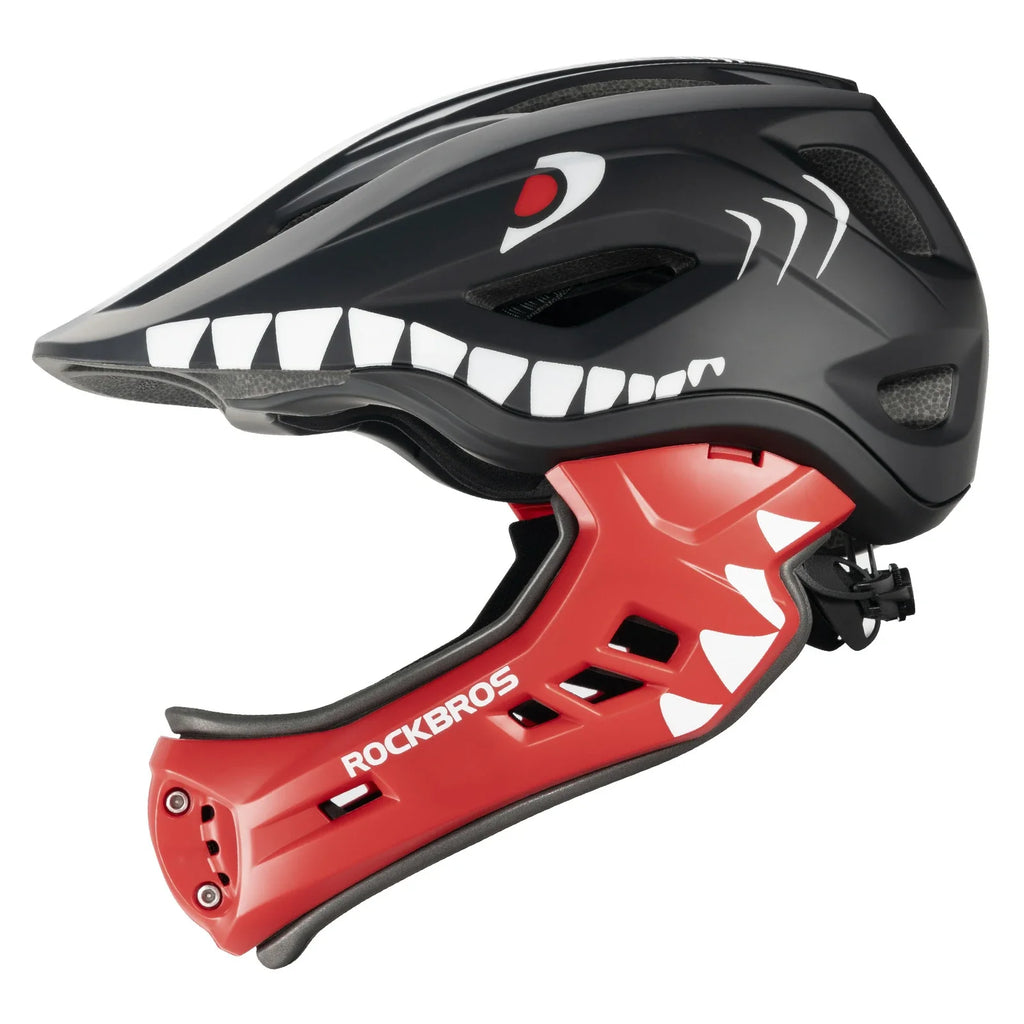 ROCKBROS Kinderhelm Cartoon Integralhelm mit abnehmbarem Kinnschutz