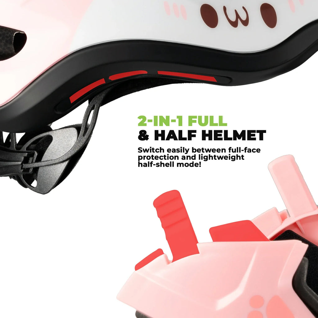 ROCKBROS Kinderhelm Cartoon Integralhelm mit abnehmbarem Kinnschutz