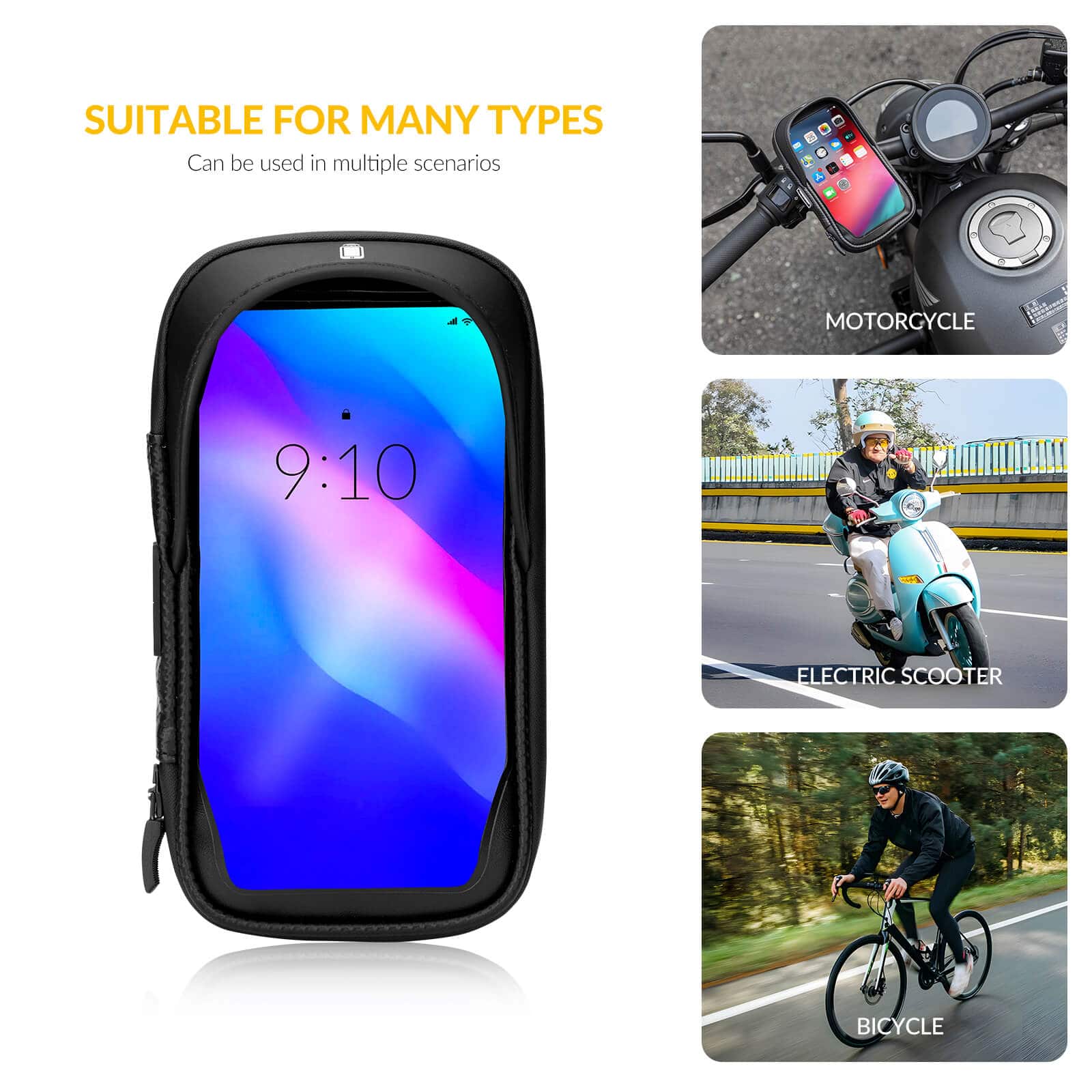 ROCKBROS Lenkertasche 360° Drehung Handyhalterung für Motorrad & Fahrrad