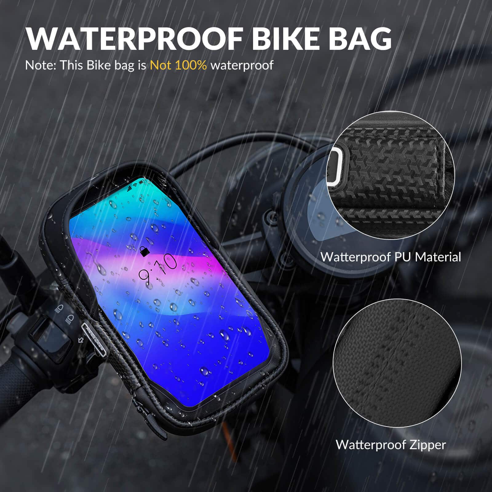 ROCKBROS Lenkertasche 360° Drehung Handyhalterung für Motorrad & Fahrrad