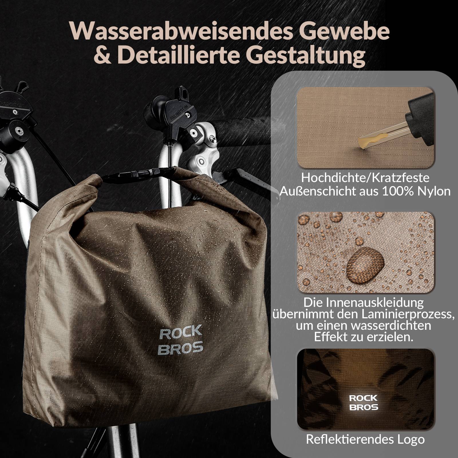 ROCKBROS Lenkertasche Wasserdichte Fahrradkorb Fronttasche Einstellbar 2,5L-4L