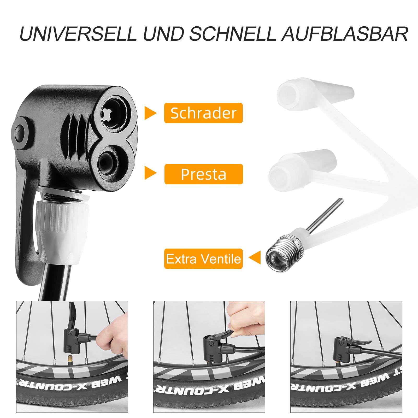 ROCKBROS Luftpumpe Fußpumpe mit Doppelzylinder Manometer
