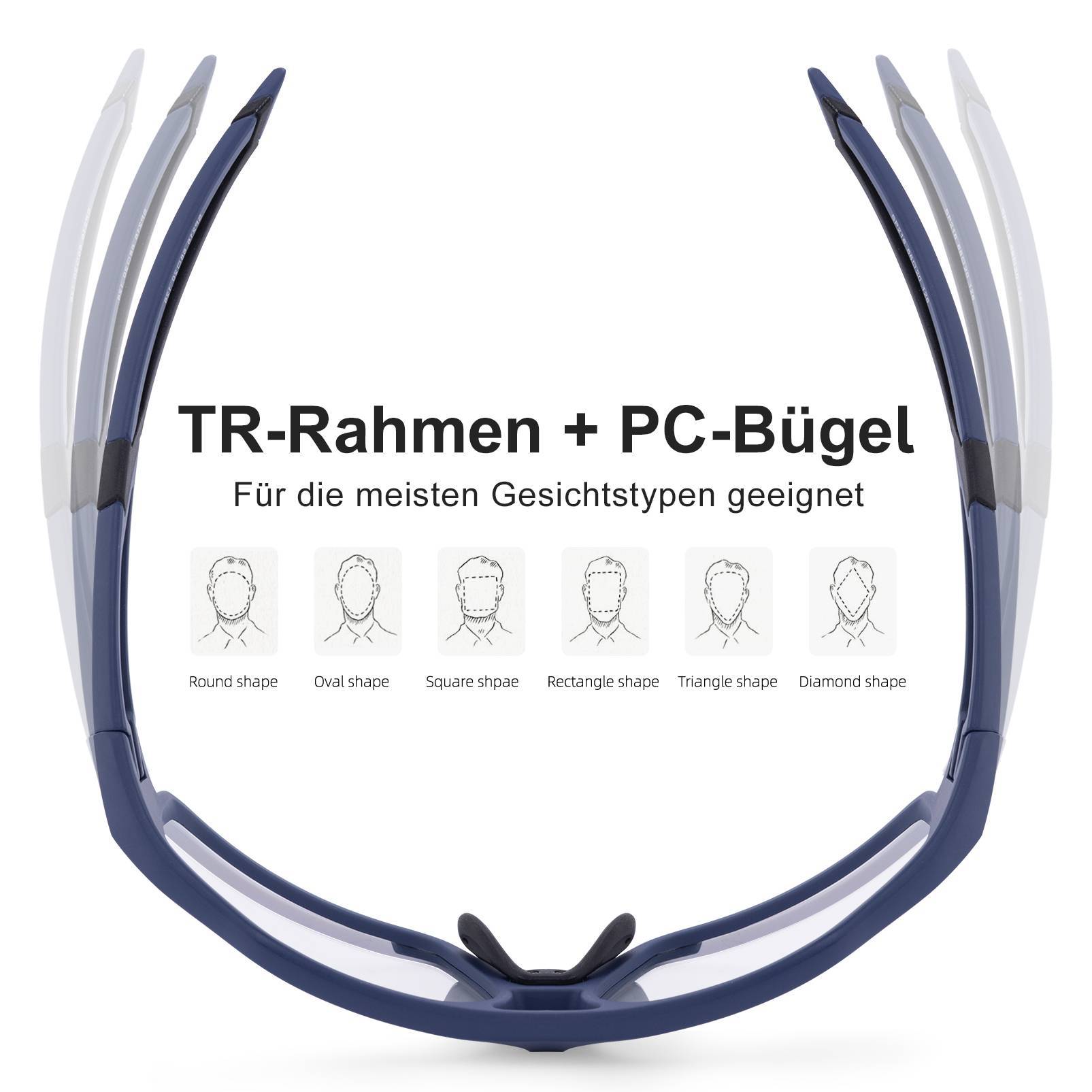 ROCKBROS Photochrome Sonnenbrille für Outdoor-Aktivitäten Unisex