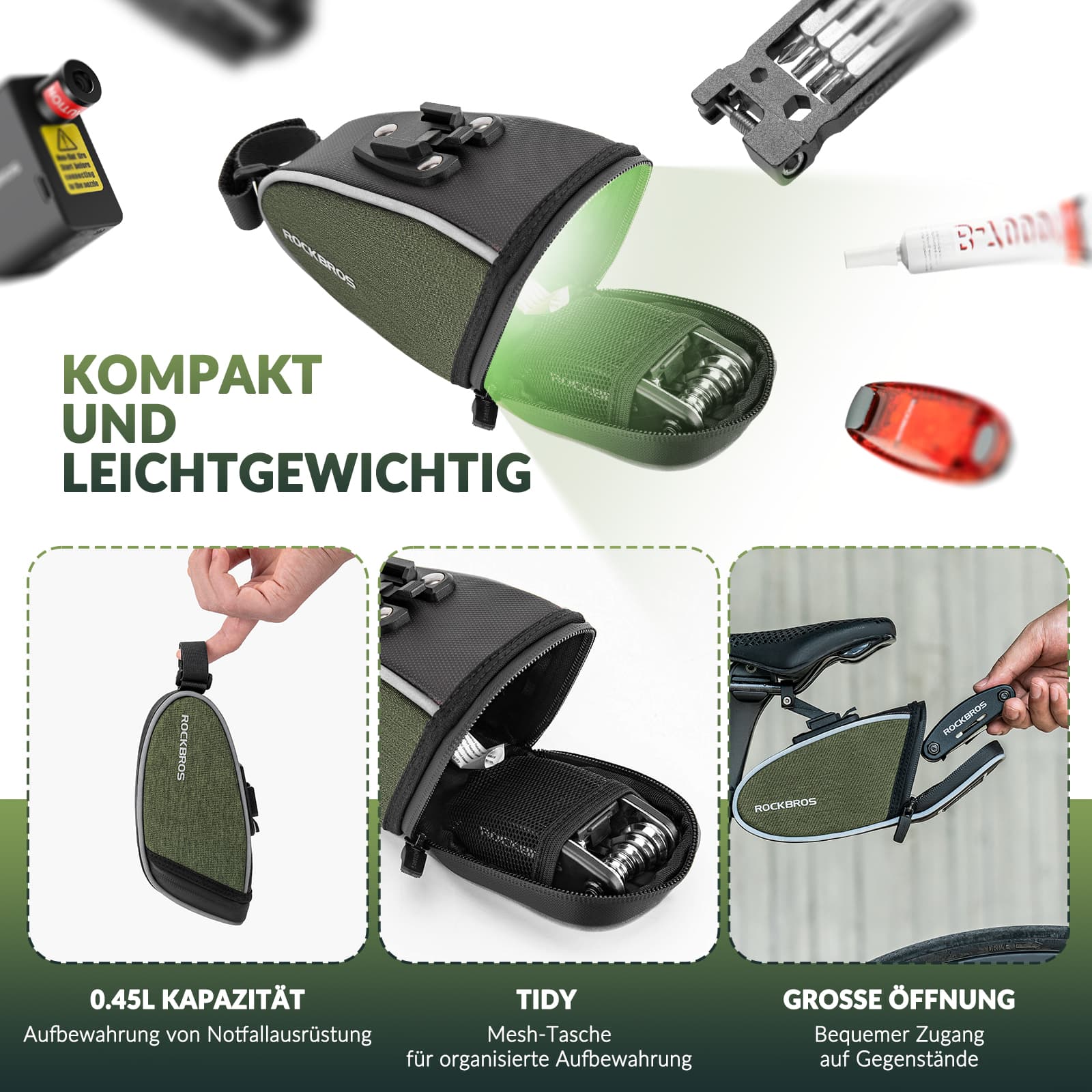 ROCKBROS Satteltaschen Wasserabweisend Werkzeugtasche 2024 neuer Stil