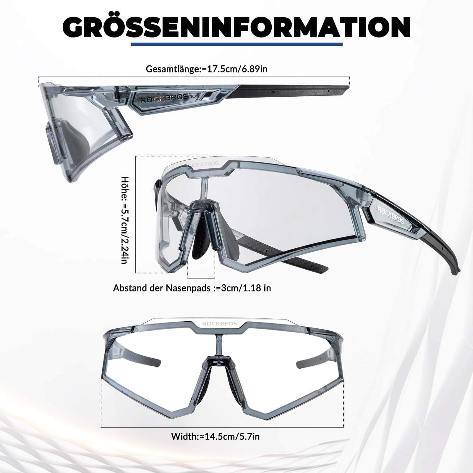 ROCKBROS Sonnenbrille Fahrradbrille Selbsttönend Outdoor UV400 Schutz