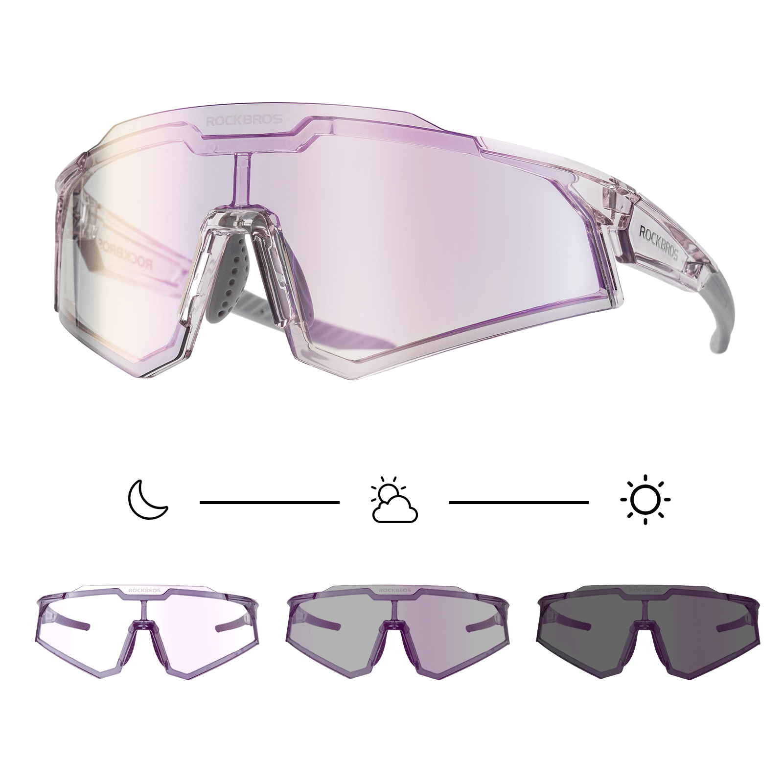 ROCKBROS Sonnenbrille Fahrradbrille Selbsttönend Outdoor UV400 Schutz