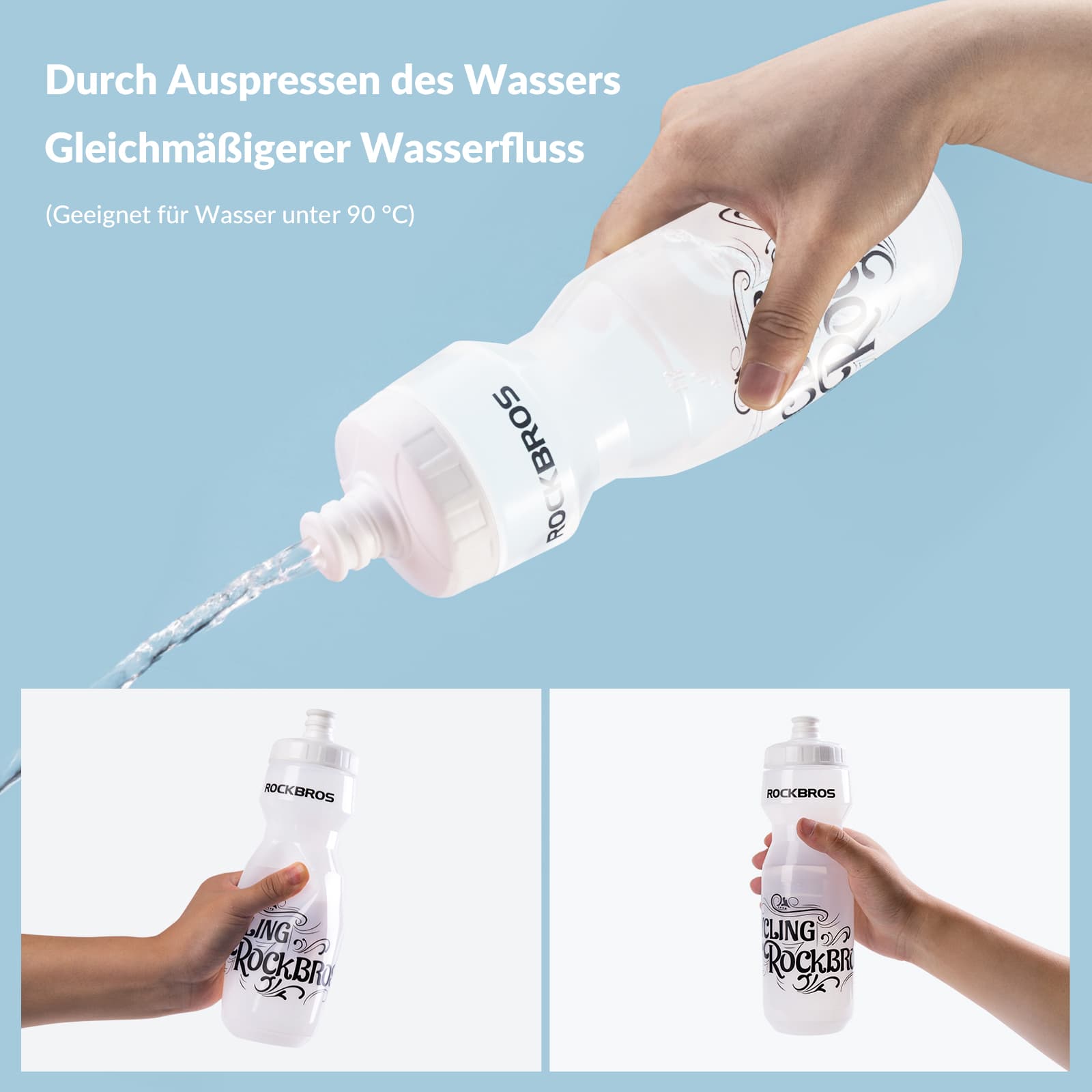 ROCKBROS Sport Trinkflasche 750ml Fahrrad Wasserflasche BPA-Frei