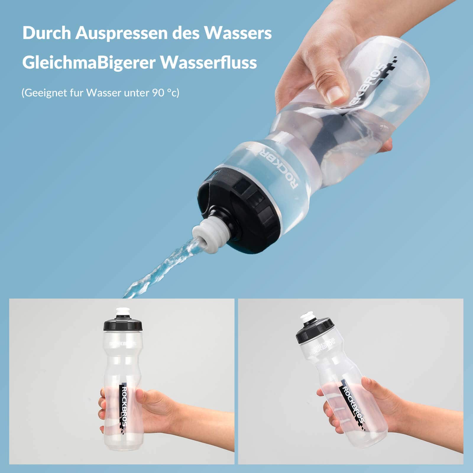 ROCKBROS Sport Trinkflasche 750ml Fahrrad Wasserflasche BPA-Frei