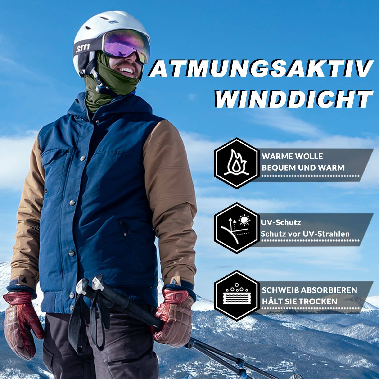 ROCKBROS Sturmhaube 2er Set Herbst Winter Balaclava für Outdoorsports Unisex