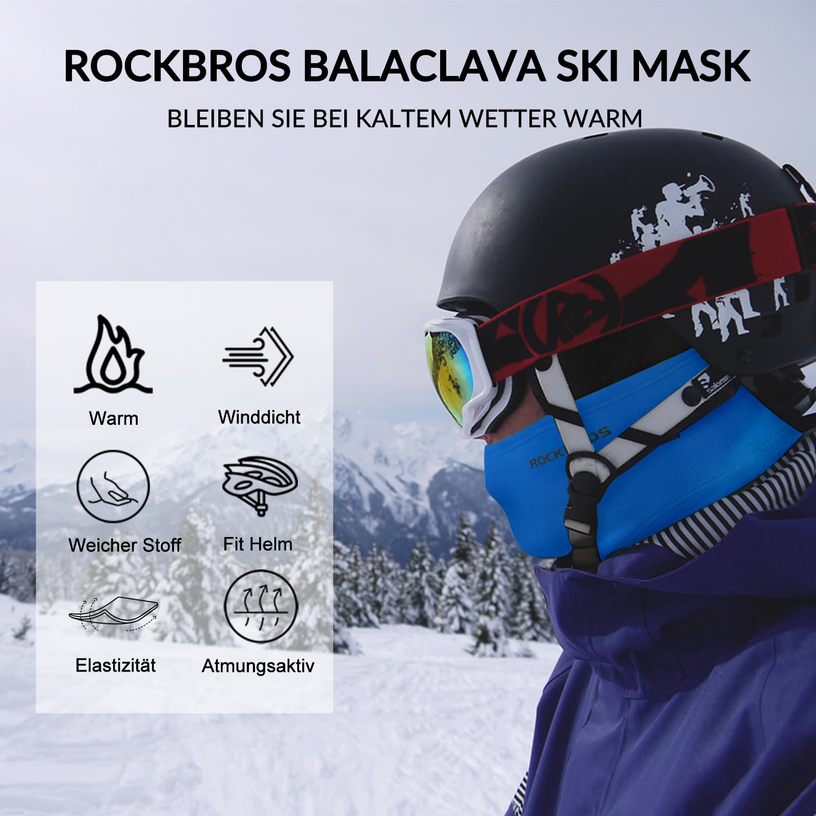 ROCKBROS Sturmhaube 2er Set Herbst Winter Balaclava für Outdoorsports Unisex
