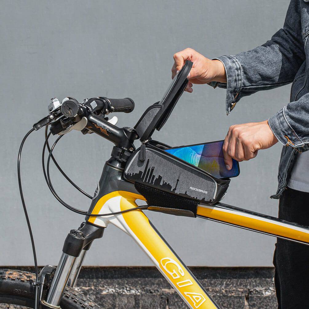 ROCKBROS wasserdicht Oberrohrtasche mit Touchscreen für Handy bis zu 6,5"